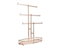 Soporte para árbol de joyas de oro rosa | Organizador de almacenamiento de 3 niveles | Percha de joyería | M&W