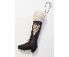 Percha de punto botas de cuero naturaleza / marrón oscuro, con Percha, HxWxD: 17x7x4cm, Lana / cuero sintético