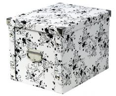 Zeller 17849 Caja de almacenaje de cartón Blanco (White Floral) 27.5 x 36 x 26.5 cm