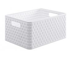 Rotho 1153080000 Country - Cesta de Almacenaje con Efecto Mimbre A4, color blanco