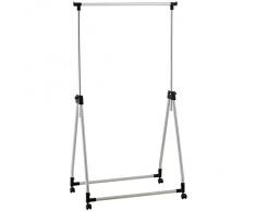 Tatkraft Halland Perchero de Ropa con Ruedas Plegable Riel Acero Cromado Altura Ajustable 89X49X99-167 cm