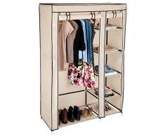 TecTake Armario doble de lona tela ropa organizador guardarropa | con estantes y barra | 107 x 175 x 45 cm - disponible en diferentes colores - (Beige | no. 402529)