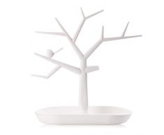 Vococal - Sostenedor del Soporte del Display / Organizador para Joyas Pendiente Collar Anillos (Forma del árbol Pájaro,Blanco)