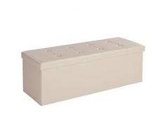 Songmics 110 x 38 x 38 cm Baúl Puff Taburete para almacenaje Plegable Carga máxima de 300 kg Beige LSF70M