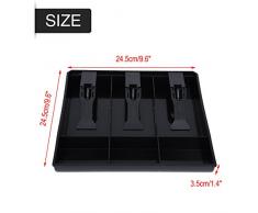 Caja de Efectivo Caja Registradora Cajón Registro Insertar Bandeja de Reemplazo 3 Billetes 3 Monedas para Petty Cash Caja de Almacenamiento de Dinero (Black)
