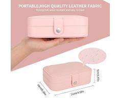 HALOViE Caja Joyero Pequeña Estuche de Viaje Cajas para Joyas Joyería Organizador Decorativas Portátil Caja de Joyería Almacenamiento Mujer para Anillos, Aretes, Pendientes, Pulseras y Collares