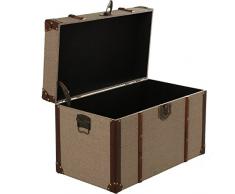 DonRegaloWeb - Set de 2 baúles de madera y polipiel con herraje metálico tonos marrones 70x40x43 y 62x34x38cm