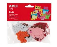 FIGURA DE FIELTRO APLI CON FORMA DE ANIMALES BOLSA DE 18 UNIDADES