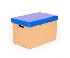Kartox | Cajas de almacenamiento con tapa azul mate | Cajas para mudanza y almacenaje de cartón con asas | Cajas se cartón muy resistente |53.2x33.1x32.5 (largo x ancho x alto) en cm | 2 Unidades