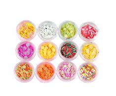 Lurrose 12 tipos de caja de frutas Slice Fruit Slime Nail Art Making Supply Fruit serie DIY decoración de uñas
