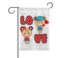 HaoXiang Bandera de jardín, Material de Primera Calidad, para Exteriores, Divertidas Banderas Decorativas para jardín, Patio, césped, Lindo Cofre Enamorado, Patrón 1, 12X18 Inch