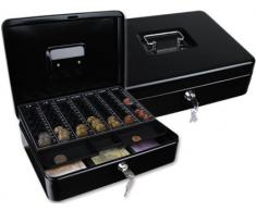 Caja caudales q-connect 12" 300x240x90 mm negra con portamonedas