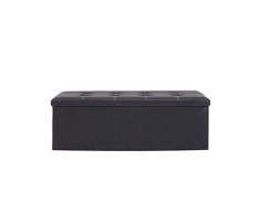 Rebecca Mobili Puffe plagable, pouf contenedor negro, puff baúl con tapa, forrado en cuero sintético - Medidas: 38 x 110 x 38 cm ( AxANxF) - Art. RE4908