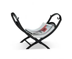 Relaxdays Kaminholzkorb mit Tragetasche, Gusseisen, faltbar, Zeitungshalter, HxBxT: 32 x 43, 5 x 32 cm, Schwarz Cesta para Leña con Asas, Hierro, Negro, 32x43.5x32 cm
