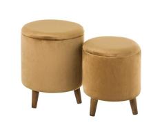 Set de 2 Puff baúl marrón Vintage de Terciopelo y MDF - LOLAhome