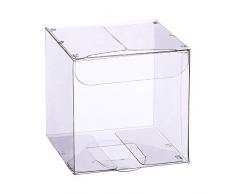 BENECREAT 30 Pack Caja Plegable Cajita Plástica Envase Transparente de Regalo Contenedor de Dulce Chocolate para Boda Fiesta Cumpleaños 7x7x7cm