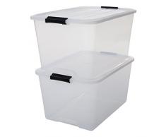 Iris â Juego de cajas con Comercio y tapa, sistema de ordenación, plástico, tapa Transparente, Set de 2