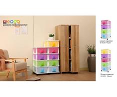 Cajonera infantil de plástico MODULO 4 cajones con ruedas, tirador OSO, material PP