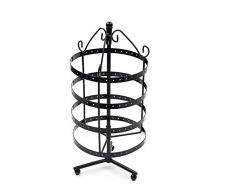 YAZILIND Rotary joyería Expositor Stand Pendiente Collar Organizador de Metal joyería Titular Rack (Negro)