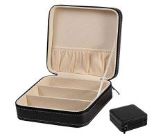 Fljen-CC Organizador de Gafas de Sol de Viaje con 3 Ranuras, Caja de Almacenamiento de joyería de Piel sintética