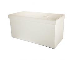 Intirilife – 78 x 38 x 38 cm Caja de Almacenaje Banco Plegable de Cuero Artificial con Tapa y Óptica de Sofá Acolchado – Asiento Reposapiés Taburete Baúl Arcón Otomana Asiento con Espacio para Almacenaje Organizador en BLANCO-OPAL