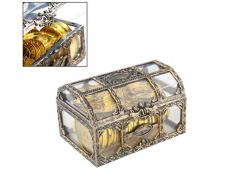 Mallalah Plástico Transparente Caja de Tesoro de Pirata Joya de Cristal Caja de Joyas Organizador de Almacenamiento Cofre de Tesoro Recuerdo