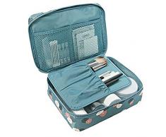 Romote 1pc Impermeable Maquillaje Bolsa de Aseo cosméticos Bolsa de Viaje de Lavado Organizador de Viajes Bolsa de Aseo para Mujeres señoras Madre niñas (Flor Azul)