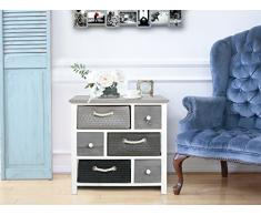 Rebecca Mobili Cajonera con 6 cajones, Muebles Multiusos Modernos, Madera de Mimbre, Blanco Gris, para Dormitorio y baño- Medidas: 53 x 56 x 27 cm (AxANxF) - Art. RE4326