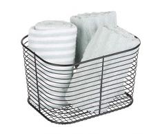 iDesign Vienna almacenaje, gran organizador metal, cesto de baño para guardar cosméticos o toallas, negro mate, 18.8 Cm X 23.9 Cm X 14.5 Cm