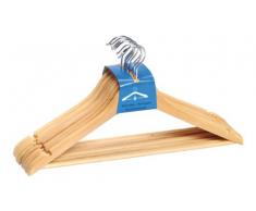 WENKO 17219008100 Percha pantalones Eco - juego de 8 piezas de gancho con barra para pantalones y muescas para faldas, Madera, 45 x 23.5 x 1.2 cm, Marrón