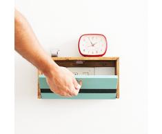 Mesita de noche mini colgante de pared flotante. Estante con cajón de madera estilo rústico