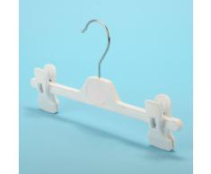 Hangerworld Juego de 10 perchas de plástico con pinzas para pantalón/falda, para ropa infantil y de bebé, 28 cm, color blanco