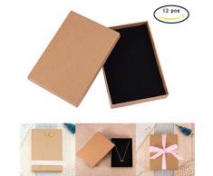 BENECREAT 12 Pack Cajas de Cartón Kraft para Collar 18x12.5x3cm Gran Caja de Regalo Rectácula de Pulsera y Pendientes Cumpleaños Boda Festival
