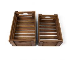 Park Alley Frutas Y Verduras – Caja De Almacenamiento De Madera De Acacia Barnizada – Juego De 2 Piezas, Ideal como Cajas para El Jardín, 50 x 32 x 18 cm