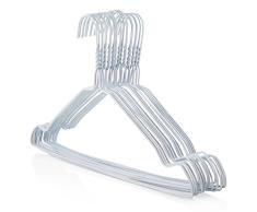 Hangerworld 50 Perchas de Metal 40cm con Muescas Ahorra Espacio Camisas Vestidos y Pantalones Blanco