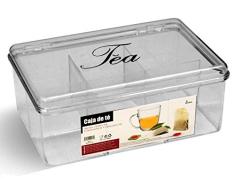 Dream Hogar Caja te infusiones organizadora 6 Compartimentos Transparente