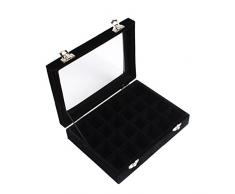 Juanya Joyero organizador caja de almacenamineto franela para joyerias anillos pulsera collar pendientes (negro)