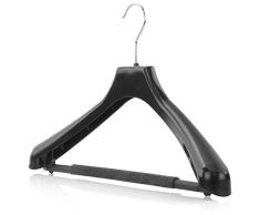 Hangerworld 15 Perchas 42cm para Trajes Plástico Negro Barra y Hombros Anchos Antideslizantes