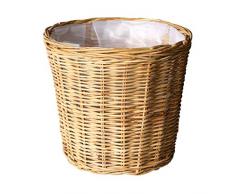 LJJOZ Pastoral Rattan Ronda Cubo de Las misceláneas de Escritorio sucios almacenaje de la Ropa Cesta de la Flor Verde plantador de la Flor Pot Set de Basura, Tamaño Opcional Canasta de Almacenamiento