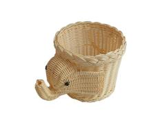 Haobing Cesta de Almacenamiento Hecha a Mano Cestas de Picnic Canastos de Rattan, Animal Patrón (20 * 16cm, Beige#Elefante)