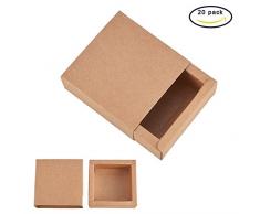 BENECREAT 20 Pack Caja de Cartón Kraft Cajas de Regalo para Fiesta Superior Envase de Joyería - Marrón 8.3x8.3x3.3cm