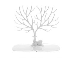 jingyuu expositor Árbol joyero de plástico soporte de joyas pendientes pulseras anillos diseño de ciervo organizador almacenamiento de joyas, blanco, 25×23CM