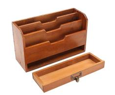 xiegons0 Archivo Revistero - de Pared Madera Limas Estantería Almacenaje con Compartimento para Escuela Dormitorio Oficina Hogar Almacenaje - Color de la Madera, 29.5x11x18 cm