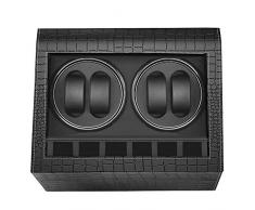 HBselect Caja Relojes Automaticos Silencioso Cajas Giratorias para Relojes (para 4+ 6 Relojes) Negro Clásico Caja De Relojes Mecánicos Caja Bobinadora