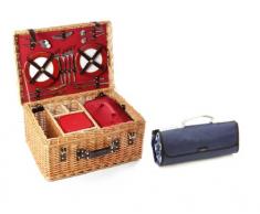 Greenfield Collection Blenheim Cesta y Manta de Picnic en Mimbre, para 4 Personas, Color marrón, 52.00x38.00x25.00 cm