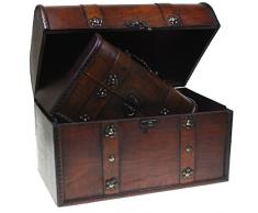CHRISTIAN GAR Juego de 2 Baúles de Madera Decorada con asa. (29,5 x 20,5 x 18,5 cm) - Baúles Decorativos MH-2122