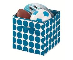 Idesign Tela, Cesta Plegable Mediana En Mezcla De AlgodÃ³n Y PoliÃ©ster Con 2 Asas, Caja Organizadora De Lunares Para Armario, Dormitorio O HabitaciÃ³n Infantil, Azul, X 33,0 Cm