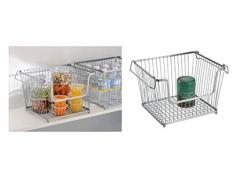InterDesign York Lyra Cesto organizador de cocina, baño y oficina, cesta de alambre apilable de metal, plateado