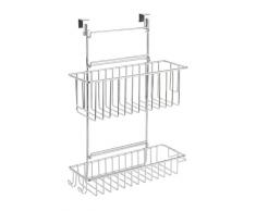 WENKO 8181100 Cesta para colgar Flexi - 2 repisas, Metal cromado, 32 x 47 x 12.5 cm, Cromo