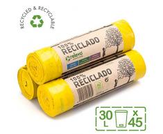 Relevo 100% Reciclado Bolsas de Basura, extra resistentes 30 L, 45 bolsas